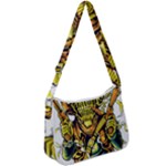 Cowboy Skeleton With Gun Illustration Zip Up Shoulder Bag