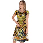 Cowboy Skeleton With Gun Illustration Classic Short Sleeve Dress