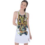 Cowboy Skeleton With Gun Illustration Racer Back Mesh Tank Top