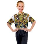 Cowboy Skeleton With Gun Illustration Kids Mock Neck T-Shirt
