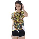 Cowboy Skeleton With Gun Illustration Short Sleeve Open Back T-Shirt