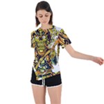 Cowboy Skeleton With Gun Illustration Asymmetrical Short Sleeve Sports T-Shirt