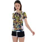 Cowboy Skeleton With Gun Illustration Back Circle Cutout Sports T-Shirt