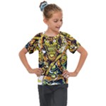 Cowboy Skeleton With Gun Illustration Kids  Mesh Piece T-Shirt