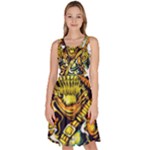 Cowboy Skeleton With Gun Illustration Knee Length Skater Dress With Pockets