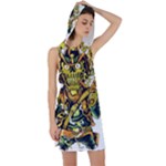 Cowboy Skeleton With Gun Illustration Racer Back Hoodie Dress