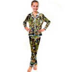 Cowboy Skeleton With Gun Illustration Kids  Satin Long Sleeve Pajamas Set