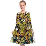Cowboy Skeleton With Gun Illustration Kids  Midi Sailor Dress