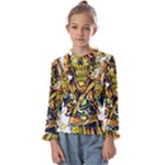 Cowboy Skeleton With Gun Illustration Kids  Frill Detail T-Shirt