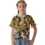 Cowboy Skeleton With Gun Illustration Kids  Cuff Sleeve Scrunch Bottom T-Shirt