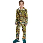 Cowboy Skeleton With Gun Illustration Kids  Long Sleeve Velvet Pajamas Set