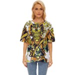 Cowboy Skeleton With Gun Illustration Oversized Basic T-Shirt