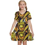 Cowboy Skeleton With Gun Illustration Kids  Short Sleeve Tiered Mini Dress