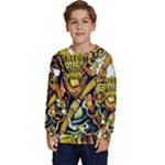 Cowboy Skeleton With Gun Illustration Kids  Crewneck Sweatshirt