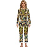 Cowboy Skeleton With Gun Illustration Womens  Long Sleeve Lightweight Pajamas Set