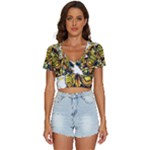 Cowboy Skeleton With Gun Illustration V-Neck Crop Top