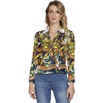 Cowboy Skeleton With Gun Illustration Women s Long Sleeve Revers Collar Cropped Jacket