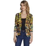 Cowboy Skeleton With Gun Illustration Women s One-Button 3/4 Sleeve Short Jacket