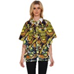 Cowboy Skeleton With Gun Illustration Women s Batwing Button Up Shirt
