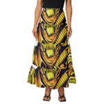 Cowboy Skeleton With Gun Illustration Tiered Ruffle Maxi Skirt