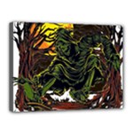 Grim Reaper Above Art  Monster Moon Letter Poster Canvas 16  x 12  (Stretched)