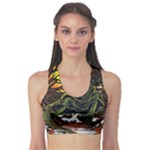 Grim Reaper Above Art  Monster Moon Letter Poster Fitness Sports Bra