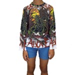 Grim Reaper Above Art  Monster Moon Letter Poster Kids  Long Sleeve Swimwear
