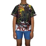 Grim Reaper Above Art  Monster Moon Letter Poster Kids  Short Sleeve Swimwear
