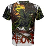 Grim Reaper Above Art  Monster Moon Letter Poster Men s Cotton T-Shirt