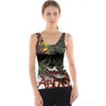 Grim Reaper Above Art  Monster Moon Letter Poster Women s Basic Tank Top