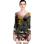 Grim Reaper Above Art  Monster Moon Letter Poster Long Sleeve Bodycon Dress
