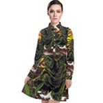 Grim Reaper Above Art  Monster Moon Letter Poster Long Sleeve Chiffon Shirt Dress