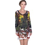 Grim Reaper Above Art  Monster Moon Letter Poster Long Sleeve Nightdress