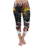 Grim Reaper Above Art  Monster Moon Letter Poster Capri Winter Leggings 