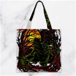Grim Reaper Above Art  Monster Moon Letter Poster Zipper Grocery Tote Bag