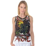 Grim Reaper Above Art  Monster Moon Letter Poster Women s Basketball Tank Top