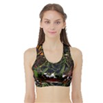 Grim Reaper Above Art  Monster Moon Letter Poster Sports Bra with Border