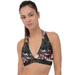 Grim Reaper Above Art  Monster Moon Letter Poster Halter Plunge Bikini Top