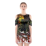 Grim Reaper Above Art  Monster Moon Letter Poster Shoulder Cutout One Piece Dress