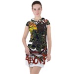 Grim Reaper Above Art  Monster Moon Letter Poster Drawstring Hooded Dress