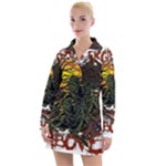 Grim Reaper Above Art  Monster Moon Letter Poster Women s Long Sleeve Casual Dress