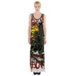 Grim Reaper Above Art  Monster Moon Letter Poster Thigh Split Maxi Dress