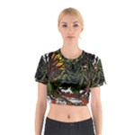 Grim Reaper Above Art  Monster Moon Letter Poster Cotton Crop Top