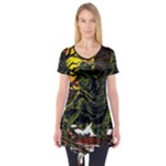 Grim Reaper Above Art  Monster Moon Letter Poster Short Sleeve Tunic 