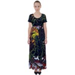 Grim Reaper Above Art  Monster Moon Letter Poster High Waist Short Sleeve Maxi Dress