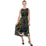 Grim Reaper Above Art  Monster Moon Letter Poster Midi Tie-Back Chiffon Dress