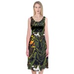 Grim Reaper Above Art  Monster Moon Letter Poster Midi Sleeveless Dress