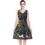 Grim Reaper Above Art  Monster Moon Letter Poster V-Neck Midi Sleeveless Dress 