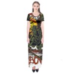 Grim Reaper Above Art  Monster Moon Letter Poster Short Sleeve Maxi Dress