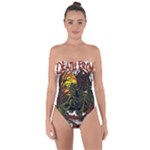 Grim Reaper Above Art  Monster Moon Letter Poster Tie Back One Piece Swimsuit